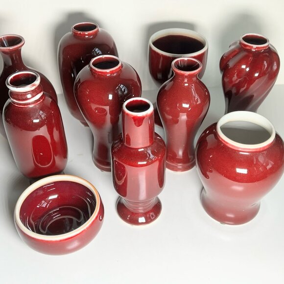 Maitland Smith Sang de Boeuf Oxblood Glazed Ceramic Bottle Vase Thailand "A" - Picture 10 of 11